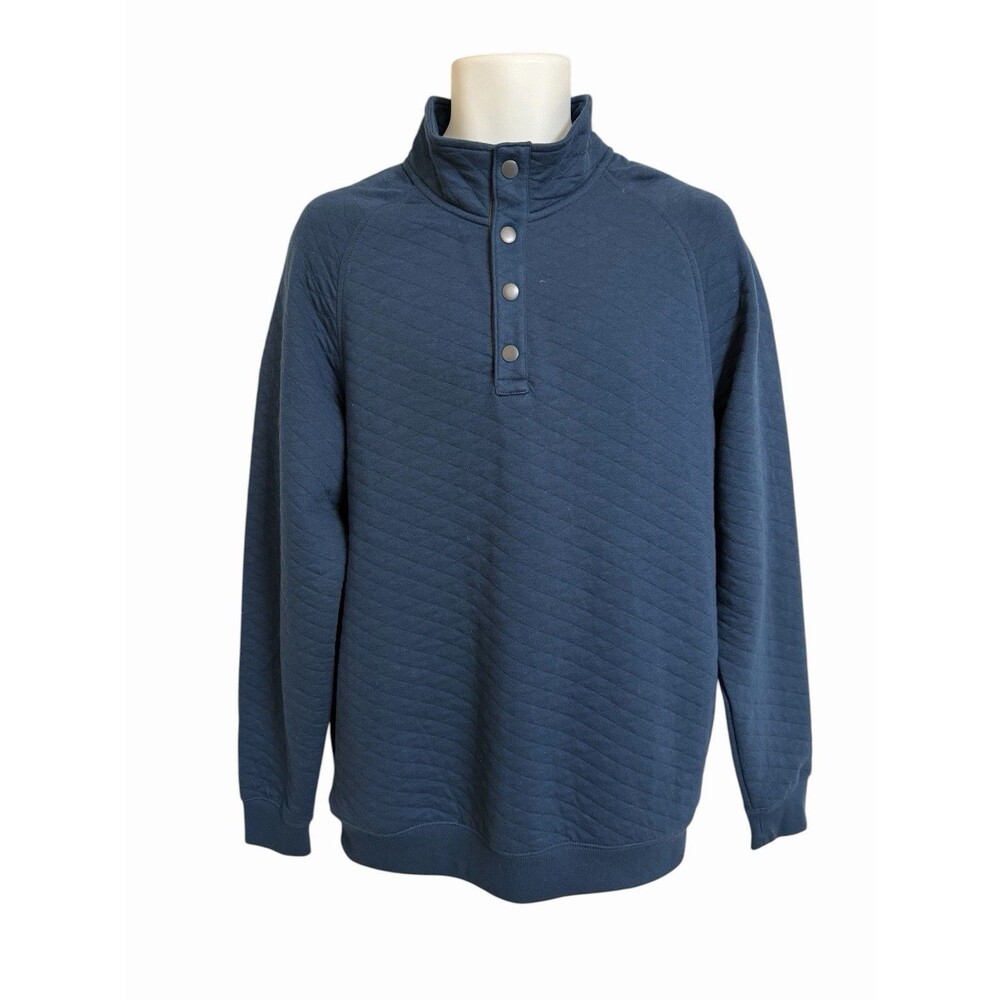 NWT Goodfellow & Co.  Men's M Navy Blue Quilted Pullover Sweater Snaps Pockets